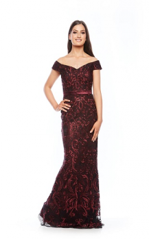 Zaliea collection, Style Code Z 0044, Long off the shoulder lace dress.: On Sale